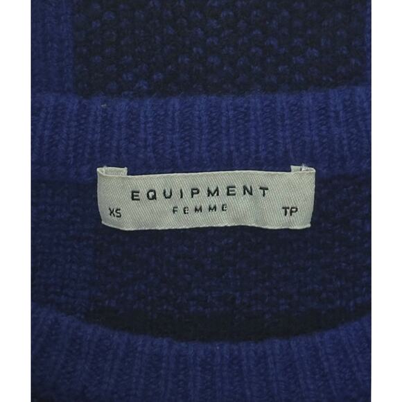 EQUIPMENT 100% Wool Sweater Check Plaid Preppy Varsity Ivy League Blue Black - Picture 9 of 12